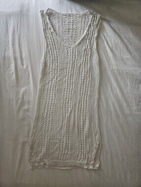 Revamped White Crochet Knit Mini Dress